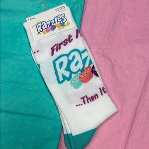 Razzles Novelty White and Teal Women's Socks- great stocking stuffer!